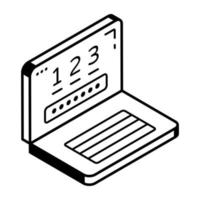 A  password isometric icon in editable format vector