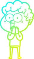cold gradient line drawing cartoon happy man vector