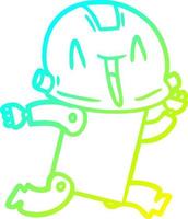 cold gradient line drawing cartoon robot vector