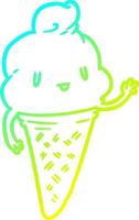 cold gradient line drawing cute ice cream vector