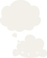 cute cartoon cloud and thought bubble in retro style vector