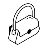 An editable isometric icon of ladies purse vector