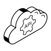 Cloud API outline isometric icon vector