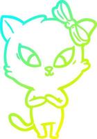 cold gradient line drawing cartoon cat vector