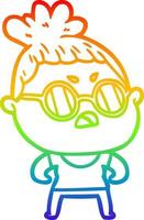 rainbow gradient line drawing cartoon annoyed woman vector