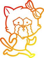 warm gradient line drawing cartoon cat vector