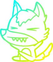 cold gradient line drawing angry wolf cartoon vector