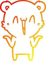warm gradient line drawing happy bear cartoon vector