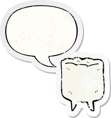 cartoon tooth and speech bubble distressed sticker