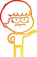 warm gradient line drawing cartoon annoyed man vector