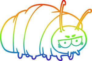 rainbow gradient line drawing cartoon bug vector