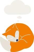 cartoon sleeping fox and thought bubble in retro style vector