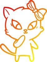 warm gradient line drawing cartoon cat vector