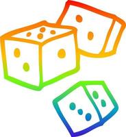 rainbow gradient line drawing cartoon dice vector