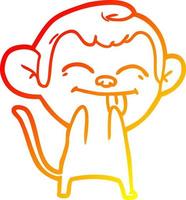 warm gradient line drawing funny cartoon monkey vector