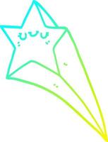cold gradient line drawing cartoon shooting star vector