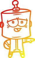 warm gradient line drawing cartoon robot vector