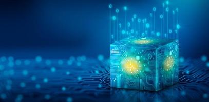 Cube computing technology. Cloud data and Internet Security. photo