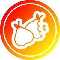 bitten pears circular in hot gradient spectrum vector