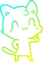 cold gradient line drawing cartoon happy cat vector