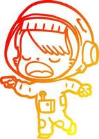 warm gradient line drawing cartoon talking astronaut vector