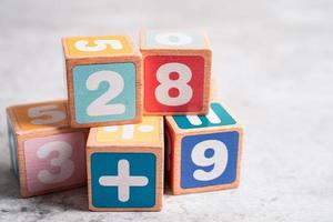 Math number colorful on white background, education study mathematics learning teach concept. photo