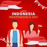 Vector illustration of graphic design with Indonesian independence day background  77th independence day celebration