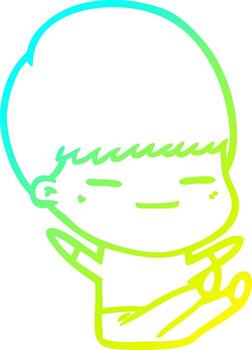 línea de gradiente frío dibujo chico presumido de dibujos animados vector
