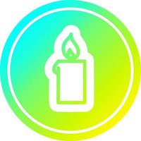 burning candle circular in cold gradient spectrum vector