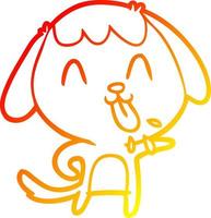 warm gradient line drawing cute cartoon dog vector