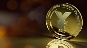 The yuan symbol on gold coins 3d rendering for china Digital Currency photo