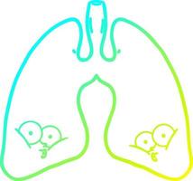 cold gradient line drawing cartoon lungs vector