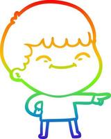 rainbow gradient line drawing cartoon happy boy vector