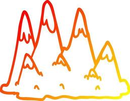 warm gradient line drawing cartoon mountains vector