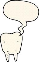 cartoon tooth and speech bubble in comic book style vector