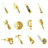 Gold construction icons isolate on white background vector