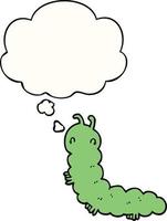cartoon caterpillar and thought bubble vector