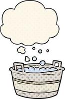 cartoon old tin bath and thought bubble in comic book style vector