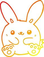 warm gradient line drawing cartoon rabbit vector