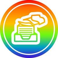 office paper stack circular in rainbow spectrum vector