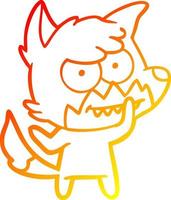 warm gradient line drawing cartoon grinning fox vector