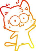 warm gradient line drawing cartoon surprised cat vector