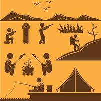 Camping matchstick men vector