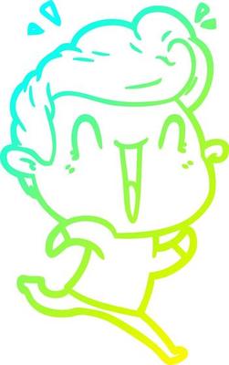 cold gradient line drawing cartoon excited man