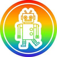 dancing robot circular in rainbow spectrum vector