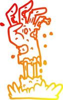 warm gradient line drawing spooky zombie hand cartoon vector