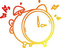 warm gradient line drawing cartoon ringing alarm clock vector