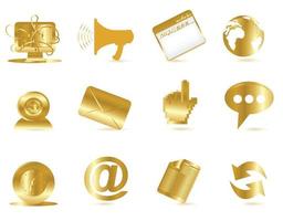 Gold communication icons isolate on white background vector