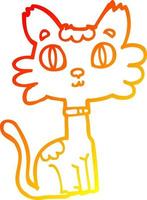 warm gradient line drawing cartoon cat vector