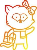 warm gradient line drawing cartoon cat vector